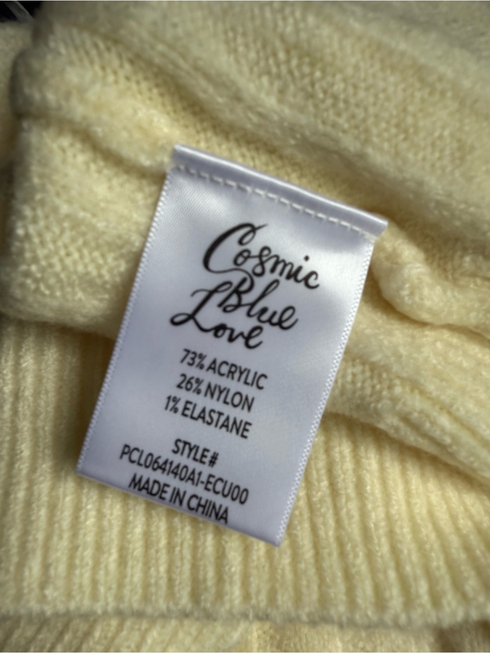 NWT Cosmic Blue Love for Stitch Fix Cream Ribbed Crewneck Sweater - Picture 5 of 7